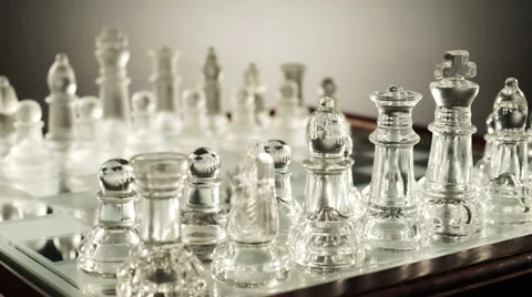 Rotating glass chess. Close-up Stock Footage 62708480
