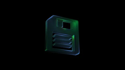 Rotating glass floppy disk icon animation Stock Footage 325044838