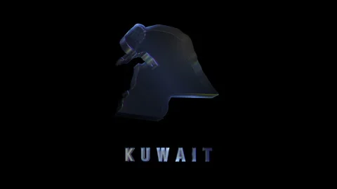 Rotating glass kuwait map on black background Stock Footage 318157377