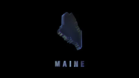 Rotating glass maine state map on black background Stock Footage 313384317