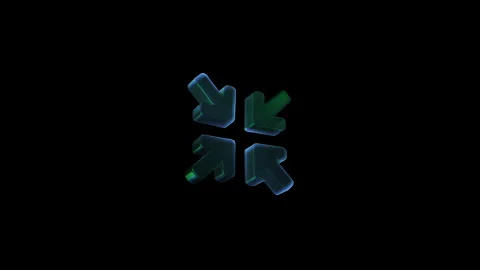 Rotating glass minimize arrows 3d symbol Stock Footage 325044977