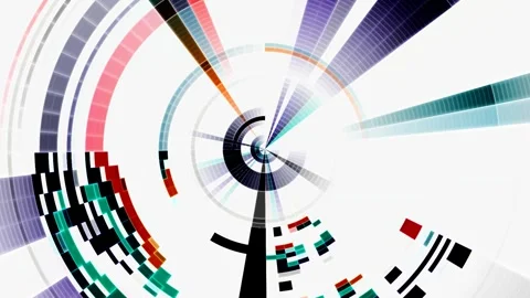 Rotating Glitch Concentric Circles - Seamless Abstract Geometric HUD Loop Stock Footage 290157187