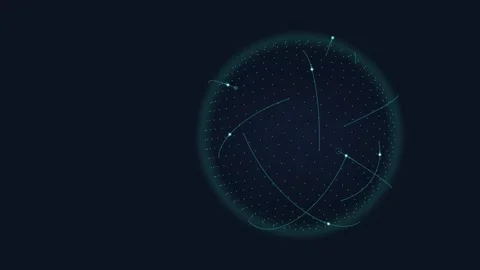 Rotating global data network sphere, worldwide connectivity dots and arcs, seaml Stock Footage 346957239