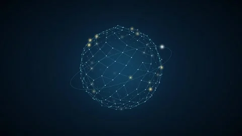 Rotating global network sphere with glowing connection points Vidéo 348272442