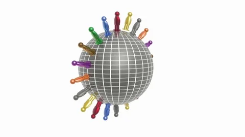 Rotating globe and peoples Stock Footage 107559515