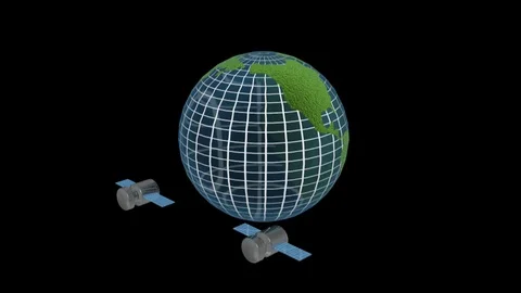 Rotating globe and satellites Stock Footage 106306199