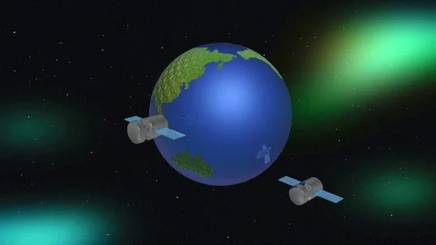 Rotating globe and satellites Stock Footage 106470062