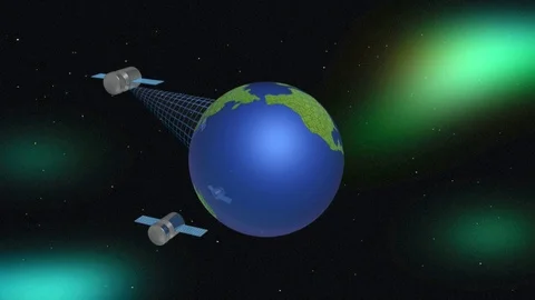 Rotating globe and satellites Stock Footage 106634992