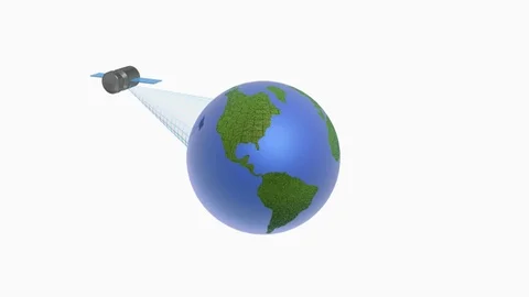Rotating globe and satellites Stock Footage 106682692