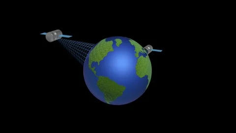 Rotating globe and satellites Stock Footage 106836069