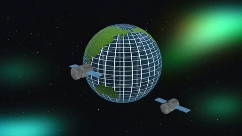 Rotating globe and satellites Stock Footage 106954835