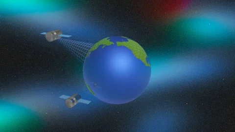 Rotating globe and satellites Stock Footage 107013448