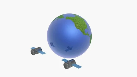 Rotating globe and satellites Stock Footage 107067150