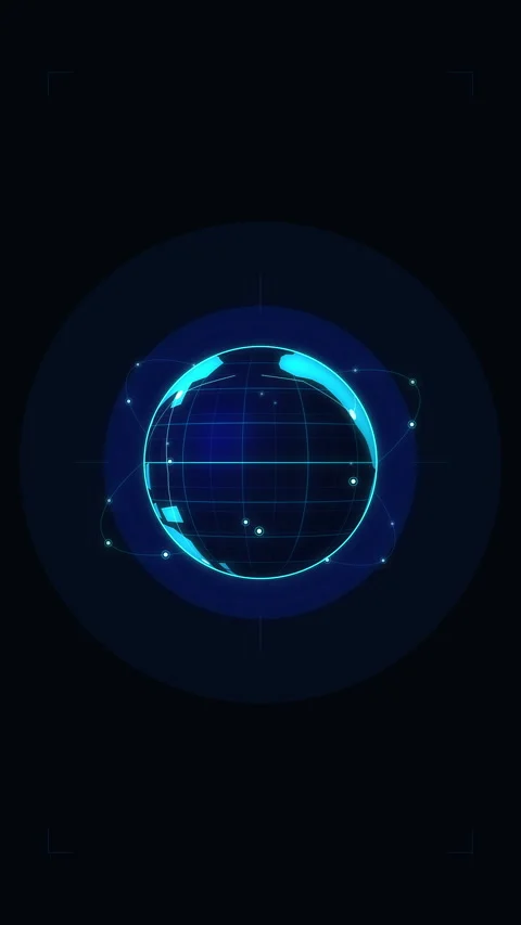 Rotating globe animation digital earth blue cyberpunk loop motion Stock Footage 346553438