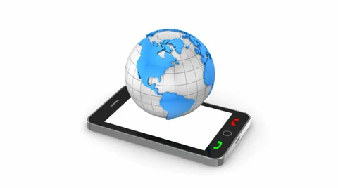 Rotating globe arises from mobile phone Видео 37287666