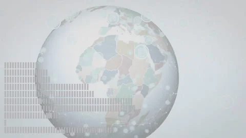 Rotating globe with binary code and network connections in digital animation Stock Footage 303738638