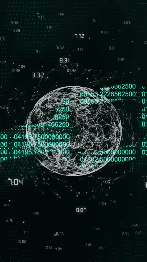 Rotating globe with binary coding and data processing animation Stock Footage 319977104
