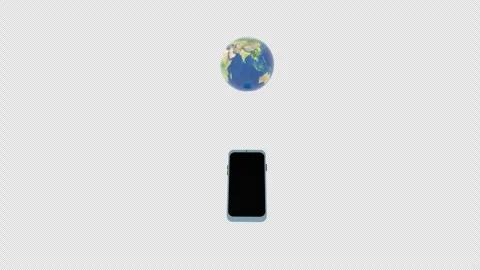 Rotating Globe comes out of mobile Worldwide business concept 3d animation .. Stock Footage 297251596