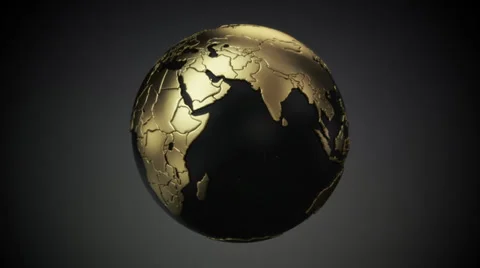 Rotating Globe Gold on Black Stock Footage 33301572