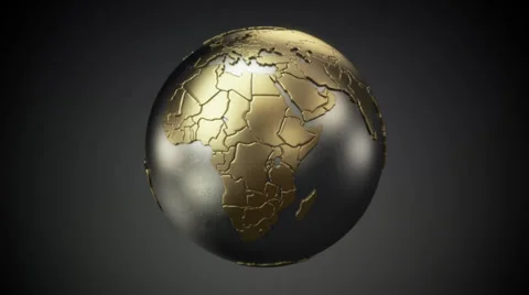 Rotating Globe Gold on Silver/Metal Stock Footage 33301936