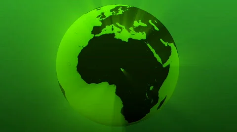 Rotating Globe with green Ray of Lights (Loop) Video stock 375769