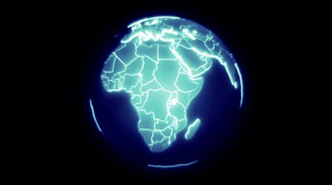 Rotating Globe holographic aqua Stock Footage 33303877