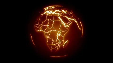 Rotating Globe holographic Fire Stock Footage 33303617