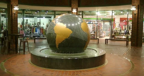 Rotating globe indoor night scenery in Hamburg city shopping center  Stock Footage 120346657