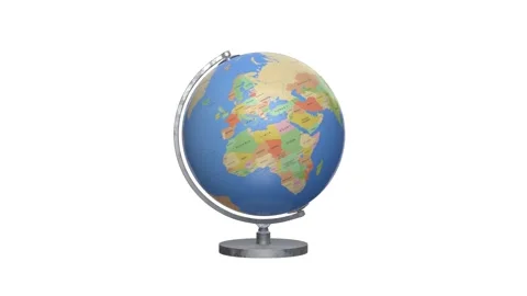 Rotating globe isolated on white background. Geography class. Stock Footage 229809219
