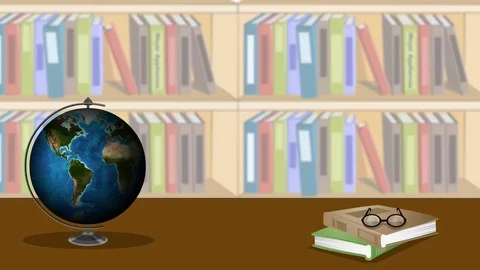 Rotating Globe in Library Video stock 107654201