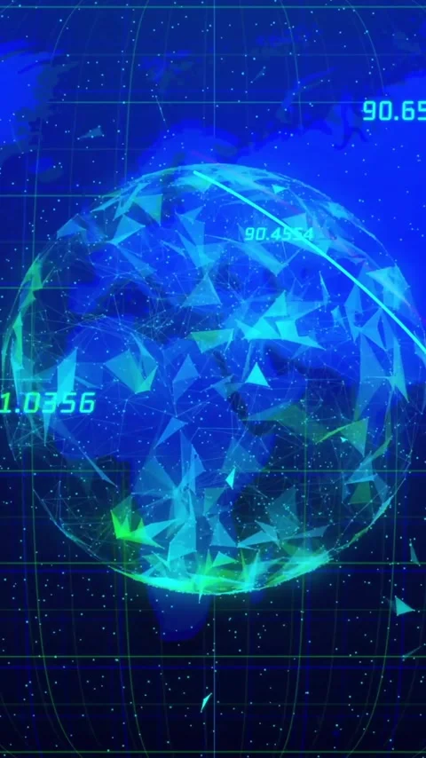 Rotating globe with numerical data and network connections animation over world Stock Footage 342812950