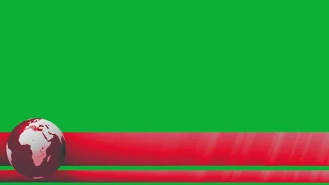 Rotating Globe with Red Lower Third on Green Screen Background Stock Footage 336713132