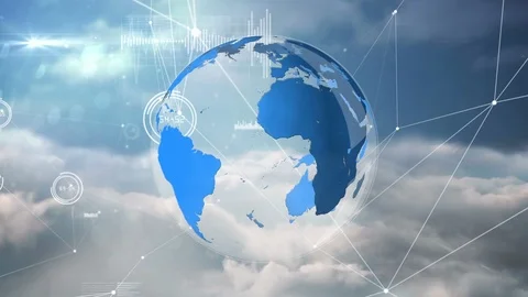 Rotating globe with sky background | Stock Video | Pond5