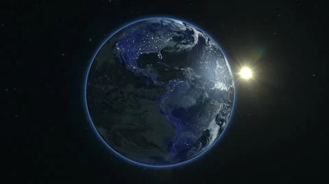 Rotating Globe With Sun Loop Video stock 64518023