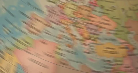 Rotating globe terraqueo map that stops at the destination of Tunisia, Malta and Stock Footage 208866453