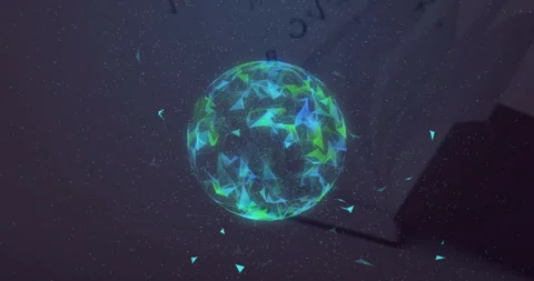 Rotating globe with triangular particles animation over dark background Stock Footage 310821026