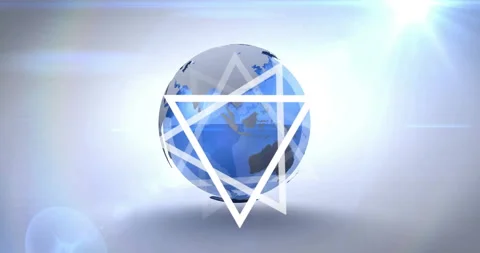 Rotating globe with triangular shapes animating on it Stock Footage 304102519