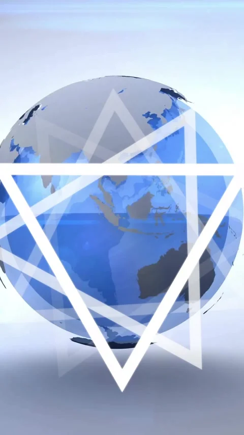 Rotating globe with triangular shapes animating on it Stock Footage 319976182