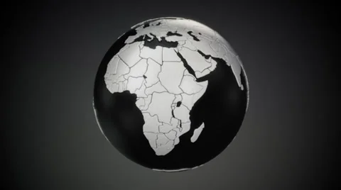 Rotating Globe White on Black Stock Footage 33301564
