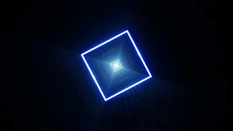 Rotating Glow Blue Light Corridor Tunnel Stock Footage 201201860
