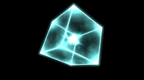 Rotating Glowing Cube Animation - Loop Blue Stock Footage 38061146
