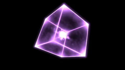 Rotating Glowing Cube Animation - Loop Purple Stock Footage 38061224