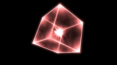 Rotating Glowing Cube Animation - Loop Red Stock Footage 38066175