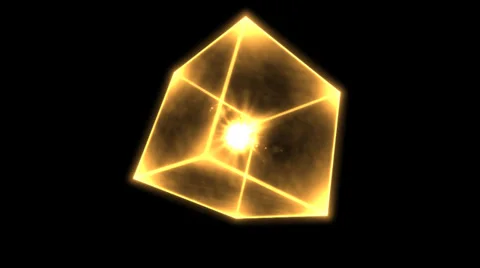 Rotating Glowing Cube Animation - Loop Golden Stock Footage 38069728