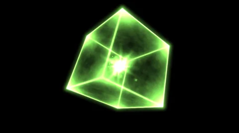 Rotating Glowing Cube Animation - Loop Green Stock Footage 38075293