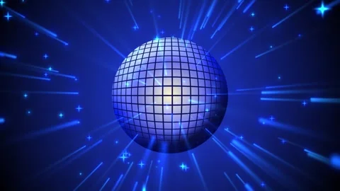 Rotating glowing disco ball with bright rays. animation for a musical disco. Stock Footage 256220449