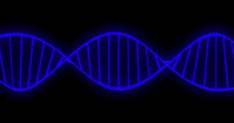 Rotating glowing DNA molecule on a black background. Seamless looped animation. Stock Footage 265174052