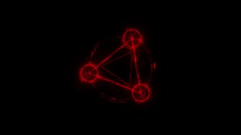 Rotating glowing esoteric red triangle symbol with geometric design Stock Footage 302477474