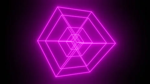 Rotating glowing neon cube, fluorescent ultraviolet light, Stock Footage 132112422