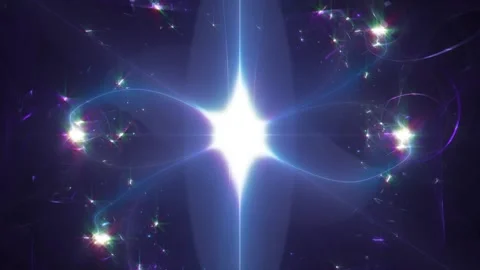 Rotating of glowing schematic star of light with many colorful sparks. Stock Footage 153915220